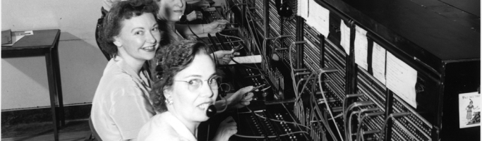 Photo from Google Images. Manual switchboard operators at work in 1952