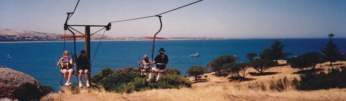 The Granite Island Chairlift, installed in 1964 and removed in 1996. Photo courtesy of Alex Prichard on Flickr